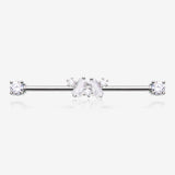 Brilliant Princess Arc Sparkle Ends Industrial Barbell-Clear Gem