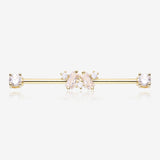 Golden Brilliant Princess Arc Sparkle Ends Industrial Barbell