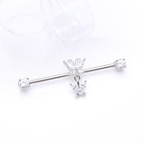 Detail View 1 of Marquise Butterfly Dangle Sparkle Ends Industrial Barbell-Clear Gem