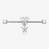 Marquise Butterfly Dangle Sparkle Ends Industrial Barbell