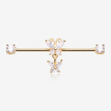 Golden Marquise Butterfly Dangle Sparkle Ends Industrial Barbell