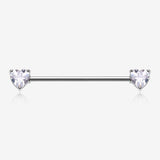 Brilliant Heart Sparkle Ends Industrial Barbell