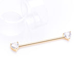 Detail View 1 of Golden Brilliant Heart Sparkle Ends Industrial Barbell-Clear Gem