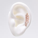 Detail View 1 of A Pair of Rose Gold Leaf Vine Sparkle Journey Ear Climber Earring-Clear Gem