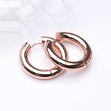 Detail View 1 of A Pair of Rose Gold Simple Hinged Huggie Hoop Steel Earring