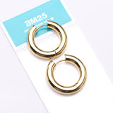 Detail View 4 of A Pair of Golden Simple Hinged Huggie Hoop Steel Earring