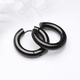 Detail View 1 of A Pair of Blackline Simple Hinged Huggie Hoop Steel Earring