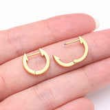 Detail View 3 of A Pair of Golden Simple Huggie Hoop Steel Earring