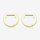 A Pair of Golden Simple Huggie Hoop Steel Earring
