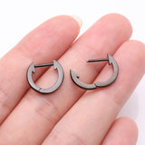 Detail View 3 of A Pair of Blackline Simple Huggie Hoop Steel Earring