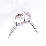 Detail View 1 of A Pair of Huggie Hoop with the Spike Dangle Steel Earring