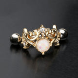 Detail View 1 of Golden Opalescent Princess Tiara Cartilage Cuff Earring-White