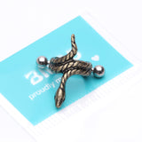 Detail View 3 of Golden Coiled Serpent Snake Steel Cartilage Helix Cuff Earring