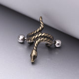 Detail View 1 of Golden Coiled Serpent Snake Steel Cartilage Helix Cuff Earring