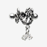 Detail View 1 of Vintage Flower Garden Sparkle Cartilage Cuff Earring-Clear Gem