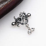 Detail View 3 of Vintage Flower Garden Sparkle Cartilage Cuff Earring-Clear Gem