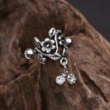 Detail View 2 of Vintage Flower Garden Sparkle Cartilage Cuff Earring-Clear Gem