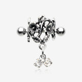 Vintage Flower Garden Sparkle Cartilage Cuff Earring