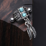 Detail View 1 of Vintage Feather Turquoise Cartilage Cuff Earring