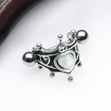 Detail View 1 of Heart Crown Opal Sparkle Cartilage Cuff Earring-White