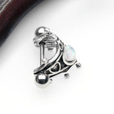 Detail View 2 of Heart Crown Opal Sparkle Cartilage Cuff Earring-White