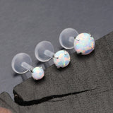 Detail View 2 of Fire Opal Sparkle Prong Bio-Flex Labret