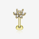 Golden Spring Flower Sparkle Multi Gem Top Steel Labret