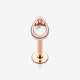 Rose Gold Opalescent Teardrop Top Steel Labret