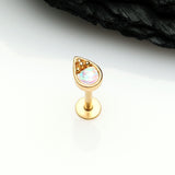 Detail View 1 of Golden Opalescent Teardrop Top Steel Labret-White