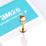 Detail View 3 of Golden Opalescent Teardrop Top Steel Labret-White