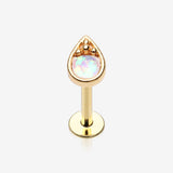 Golden Opalescent Teardrop Top Steel Labret