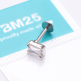 Detail View 4 of Brilliant Sparkle Baguette Prong Gem Top Flat Back Stud Labret-Clear Gem