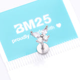 Detail View 4 of Brilliant Sparkle Butterfly Prong Gem Top Flat Back Stud Labret-Clear Gem