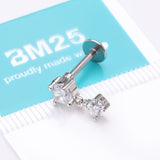 Detail View 4 of Brilliant Sparkle Dainty Dangle Prong Gem Top Flat Back Stud Labret-Clear Gem