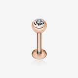 Rose Gold Plated Gem Ball Steel Labret