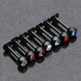 Detail View 1 of Blackline PVD Gem Ball Steel Labret-Black/Aqua