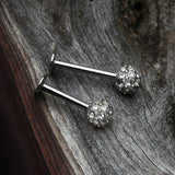 Detail View 2 of Pave Sparkle Full Dome Top Steel Labret-Clear Gem