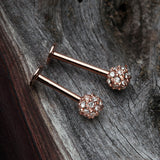 Detail View 2 of Rose Gold Pave Sparkle Full Dome Top Steel Labret-Clear Gem