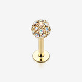 Golden Pave Sparkle Full Dome Top Steel Labret