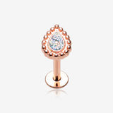 Rose Gold Mandala Ornate Sparkle Teardrop Steel Labret
