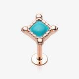 Rose Gold Bohemian Turquoise Bead Steel Labret