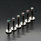 Detail View 2 of Steel Gem Ball Push-Fit Labret-Fuchsia