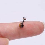 Detail View 2 of Tiger Eye Stone Ball Top Steel Flat Back Stud Labret