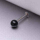Detail View 1 of Black Agate Stone Ball Top Steel Flat Back Stud Labret