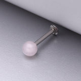 Detail View 1 of Rose Quartz Stone Ball Top Steel Flat Back Stud Labret