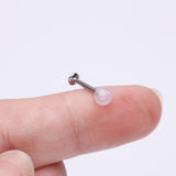 Detail View 2 of Rose Quartz Stone Ball Top Steel Flat Back Stud Labret