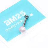 Detail View 3 of Rose Quartz Stone Ball Top Steel Flat Back Stud Labret