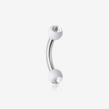 Acrylic Gem Ball Curved Barbell Eyebrow Ring-White/Clear