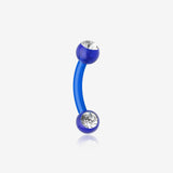 Acrylic Gem Ball Flexible Shaft Curved Barbell Eyebrow Ring-Blue/Clear