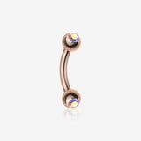 Rose Gold Gem Ball Curved Barbell